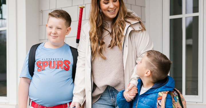 Kids with their mom going back to school.