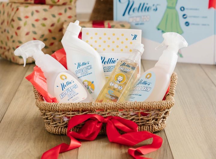 Nellie's Cleaners Bundle in a basket. 
