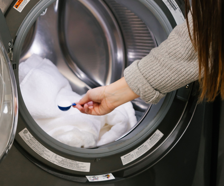 Blankets in washing machine. 