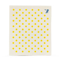 Neutral color antibacterial and odourless Swedish Dishcloth with yellow polka dot print