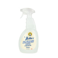A 120 mL bottle of Nellie's All-Purpose Cleaner spray, featuring a translucent white plastic bottle and trigger sprayer with a cream-colored label.
