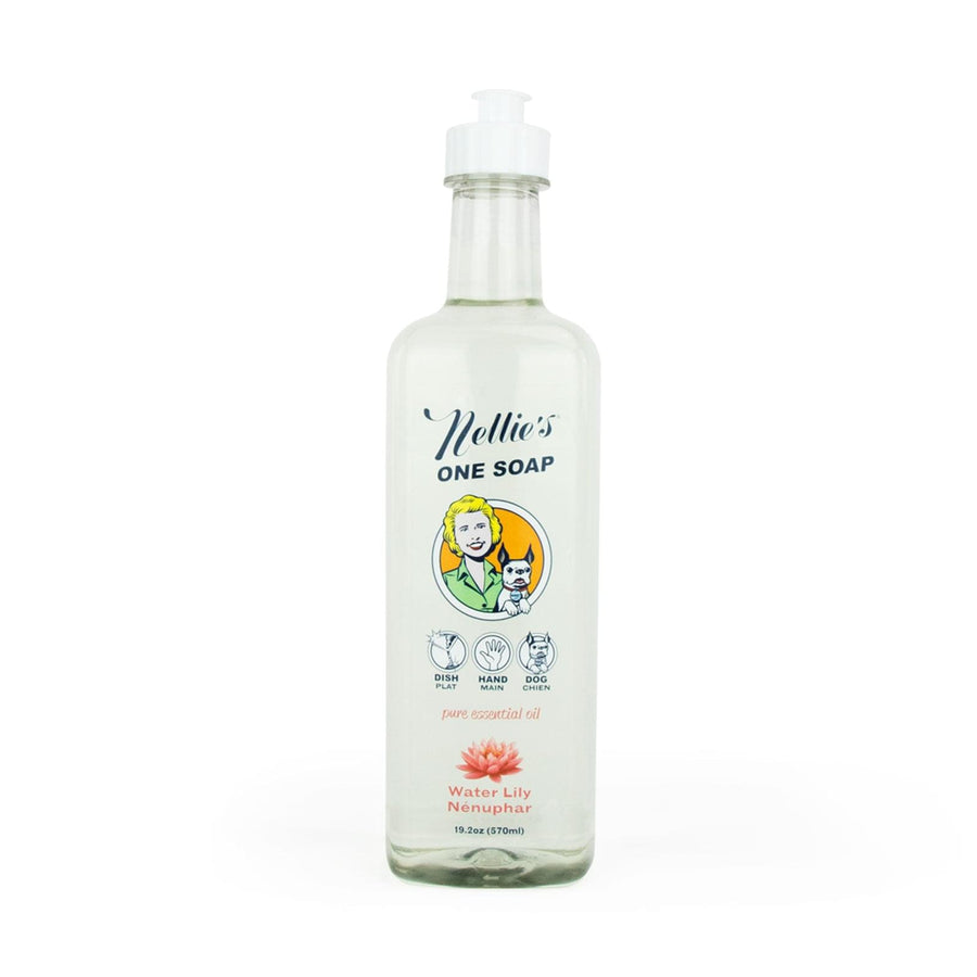 Eco-friendly all-in-one soap water lily scent, in a 570ml squeeze top plastic bottle