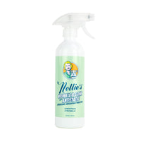 Nellie's Wrinkle-B-Gone spray bottle with a green label on a white background