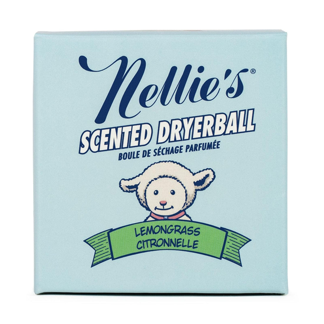 Single dryerball scented with pure lemongrass essential oil